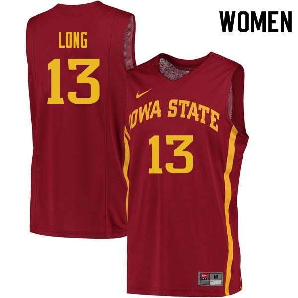Women #13 Jakolby Long Iowa State Cyclones College Basketball Jerseys Sale-Cardinal - Click Image to Close